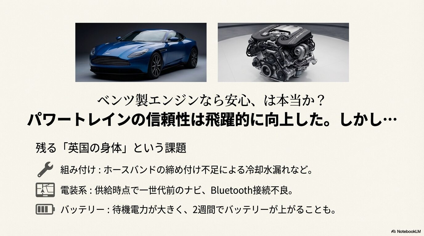 アストンマーティンDB11と搭載されるメルセデス製エンジンの信頼性および英国製ボディ特有の課題点