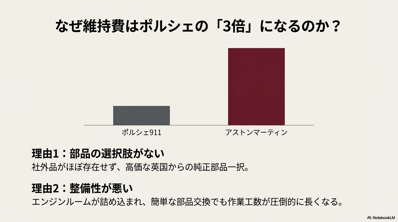 アストンマーティンの維持費がポルシェの3倍になる理由、部品の選択肢の少なさと整備性の悪さについて