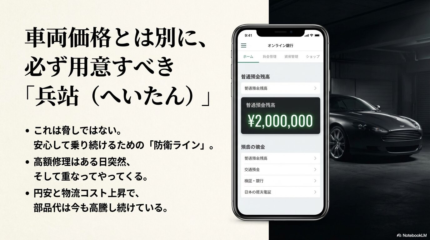 アストンマーティン所有における防衛ラインとしての銀行口座残高200万円と部品代高騰のリスク