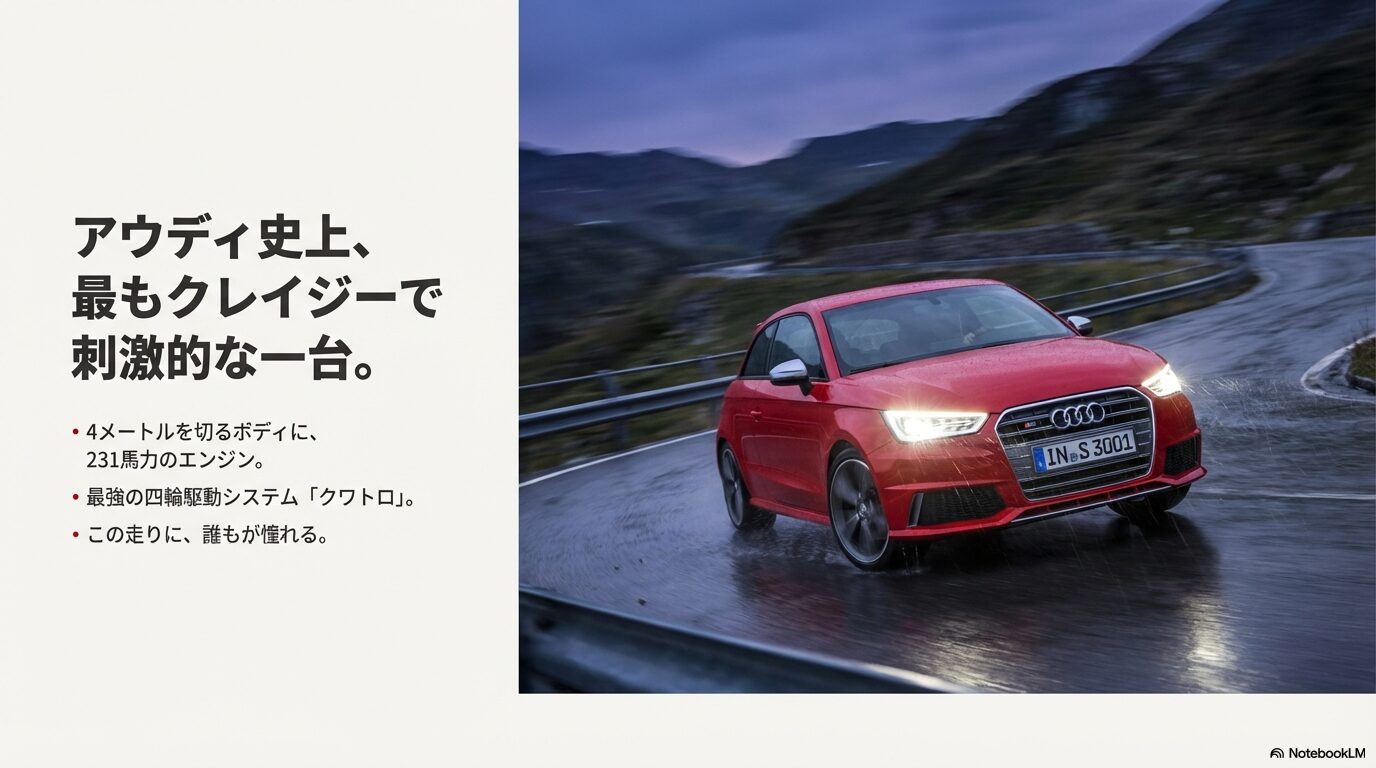 アウディS1 8X スペック 231馬力 クワトロ 走行シーン