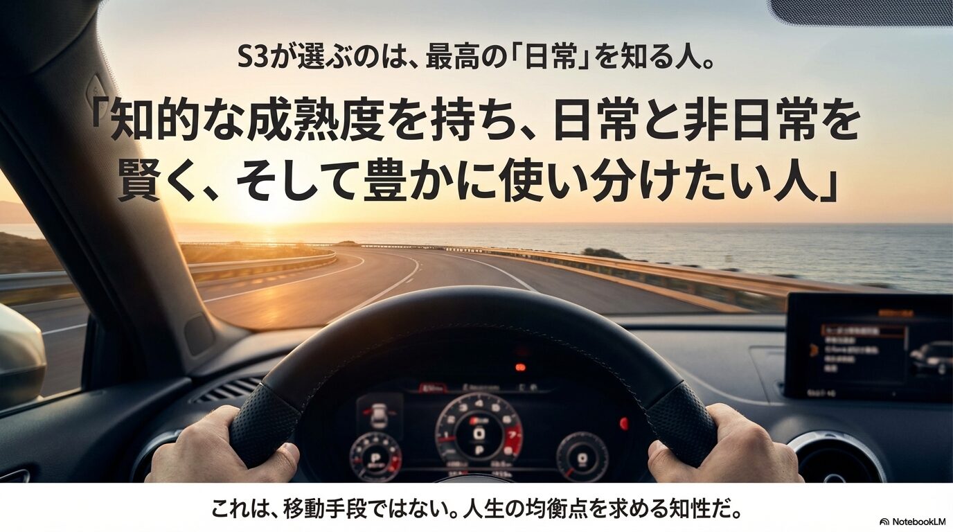 知的な成熟度を持ち、日常と非日常を賢く使い分けたい人に向けた、S3という人生の均衡点の総括。