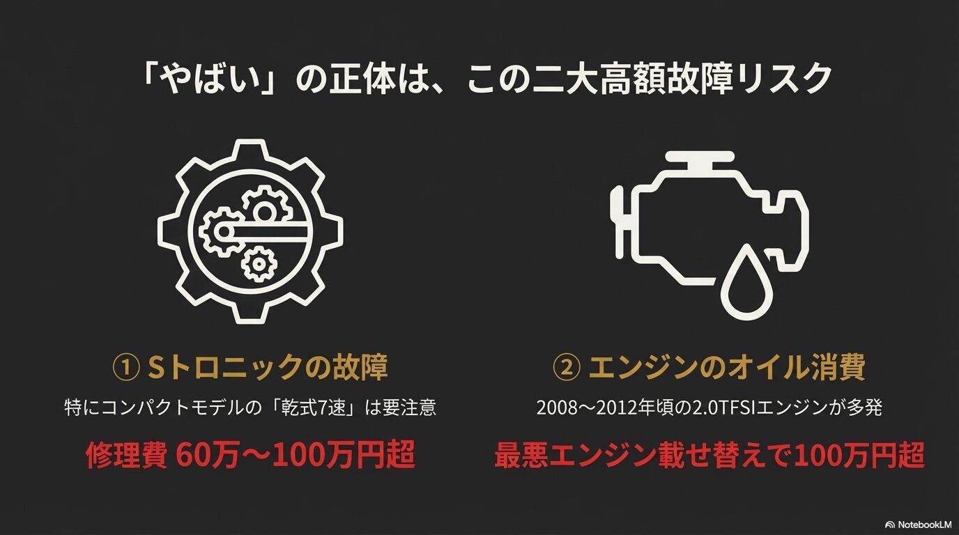 Sトロニック故障とエンジンオイル消費の二大高額故障リスクと修理費のまとめ