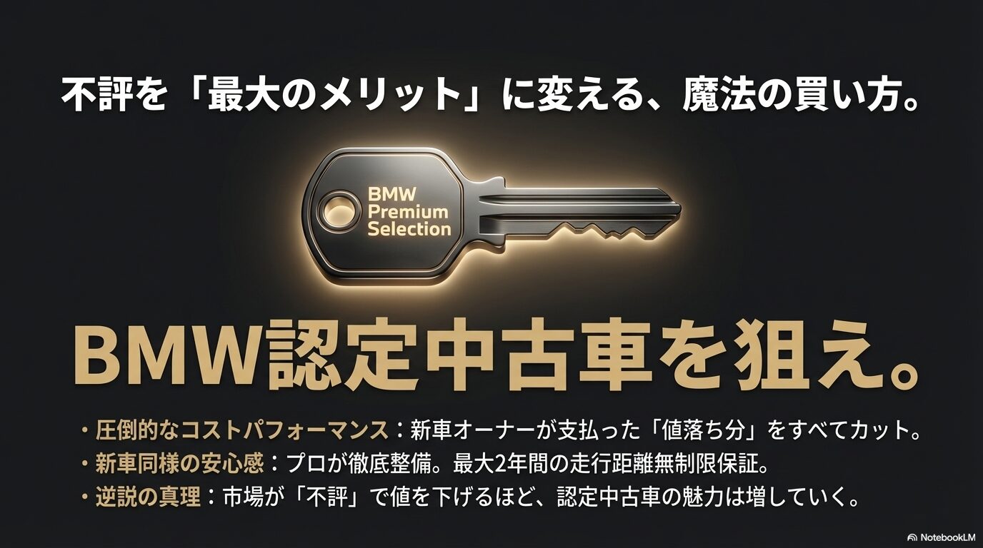 BMW Premium Selection（認定中古車）のコストパフォーマンスと安心感を強調した魔法の買い方の提案。