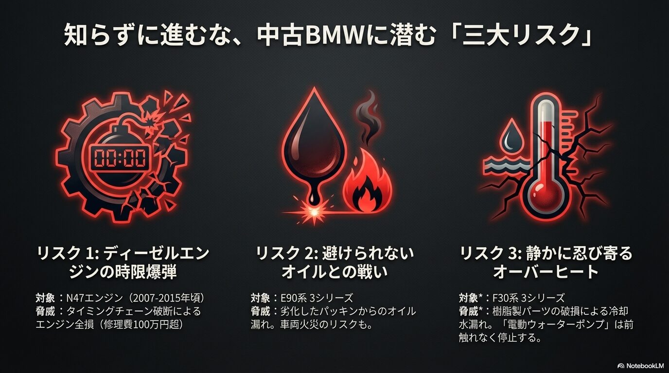 過去3年以上の点検記録簿の有無、エンジンスラッジ、タイヤの摩耗、足回りの異音などのチェック項目