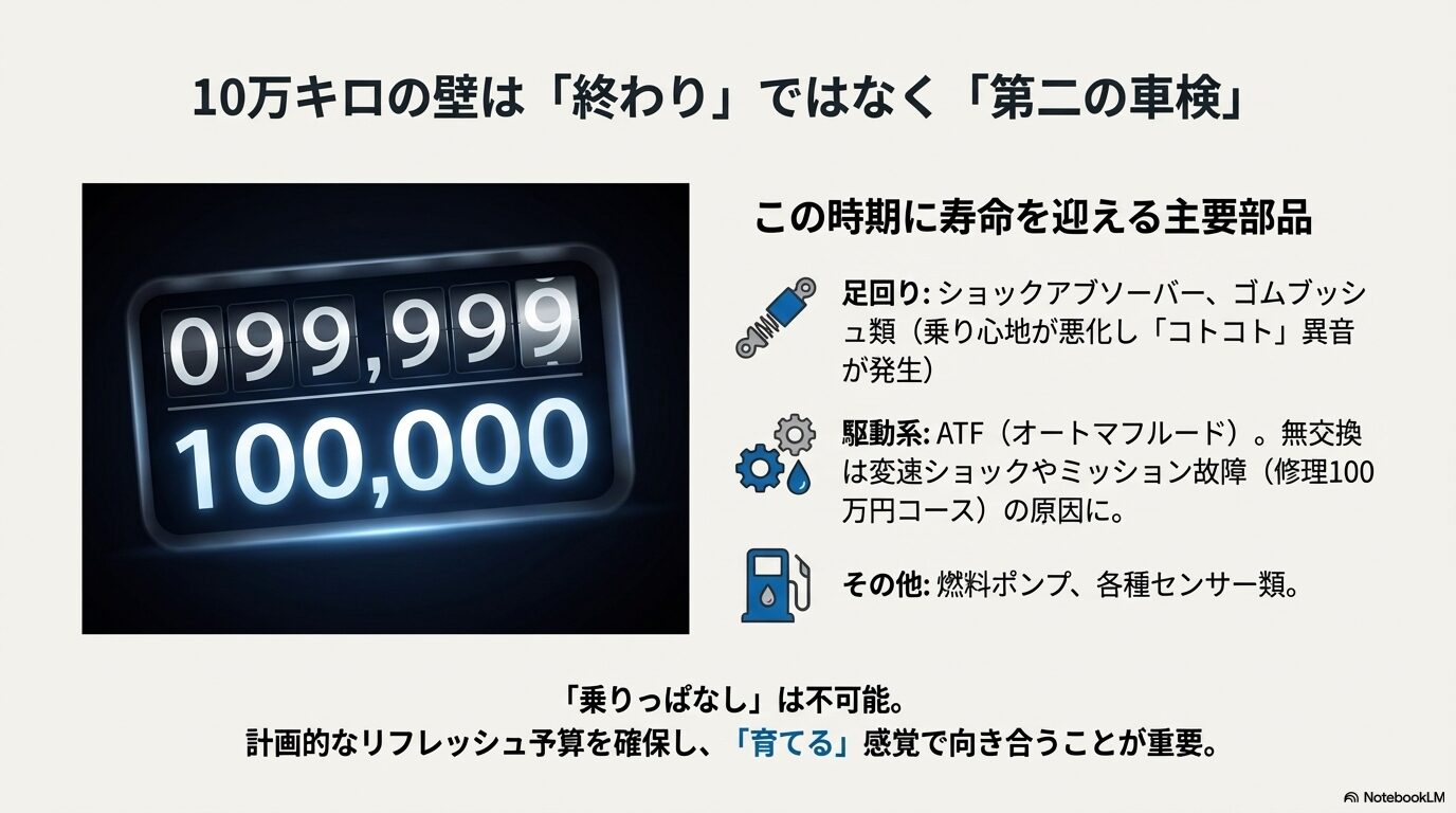 ショックアブソーバー、ゴムブッシュ、ATF、燃料ポンプなどのリフレッシュが必要な部品のまとめ