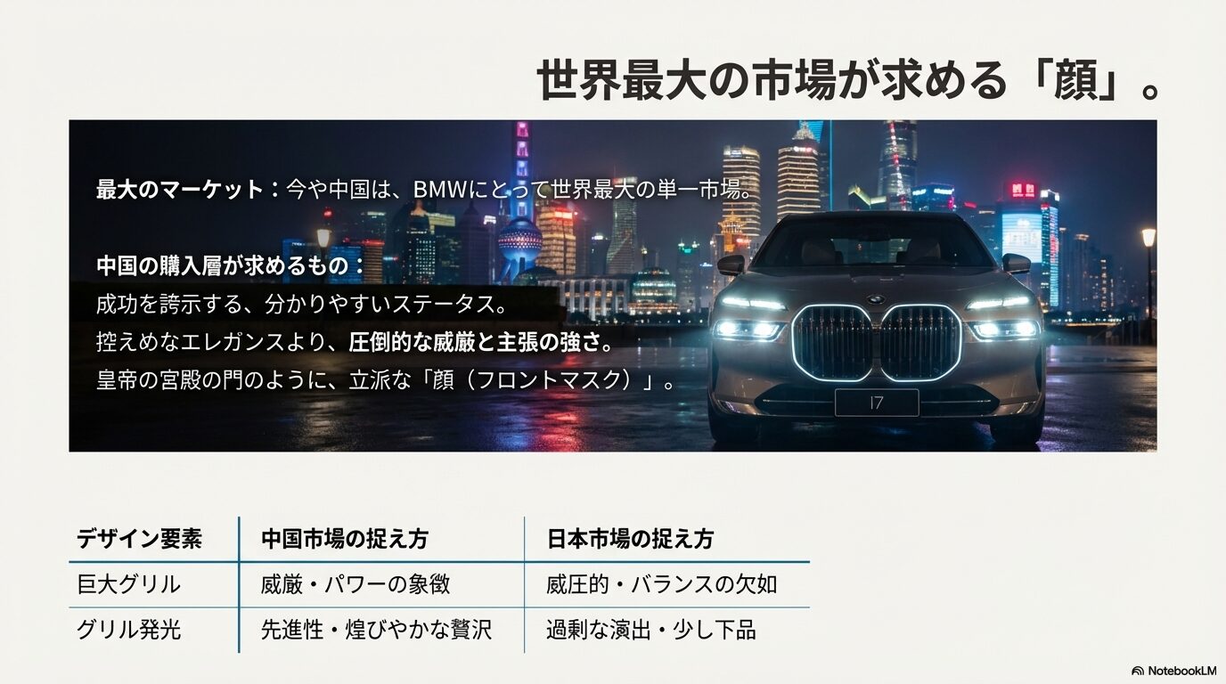 BMWブランドデザイン責任者のドマゴイ・デュケシュ氏の紹介と、「良いデザインは必ずしも綺麗である必要はない」という彼の哲学を記したスライド。