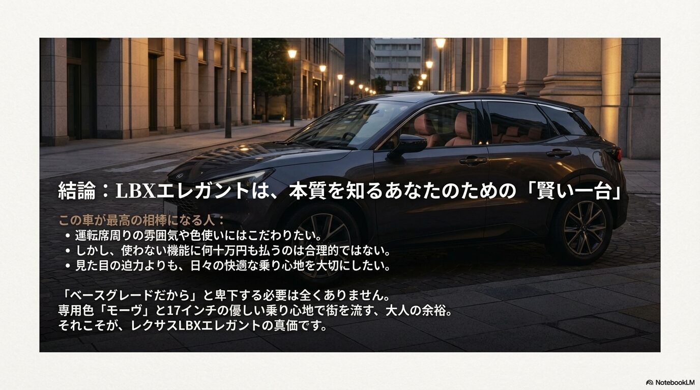 レクサスLBXエレガントは賢い選択。おすすめなユーザーの特徴まとめ