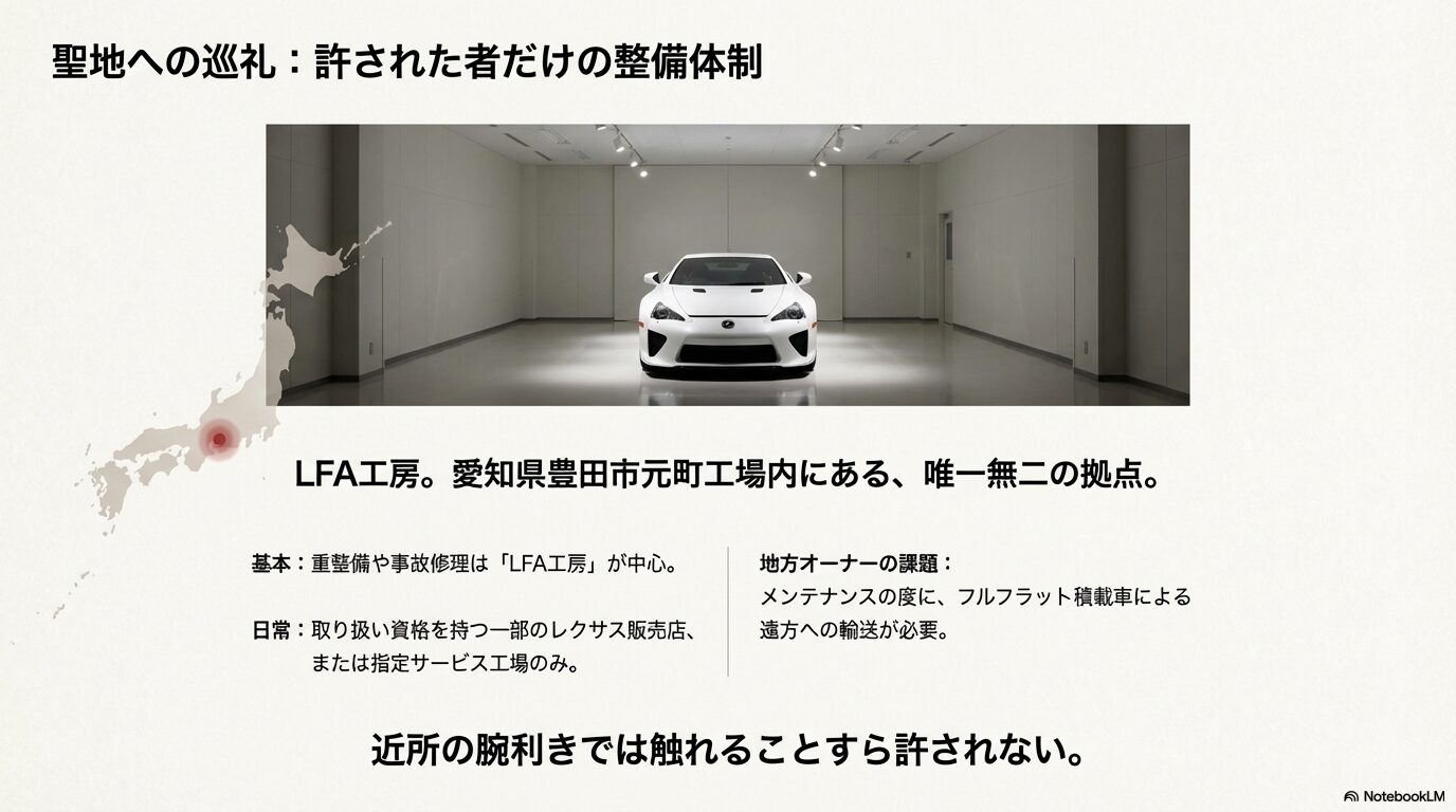愛知県豊田市のLFA工房と専用ガレージに保管されたLFA