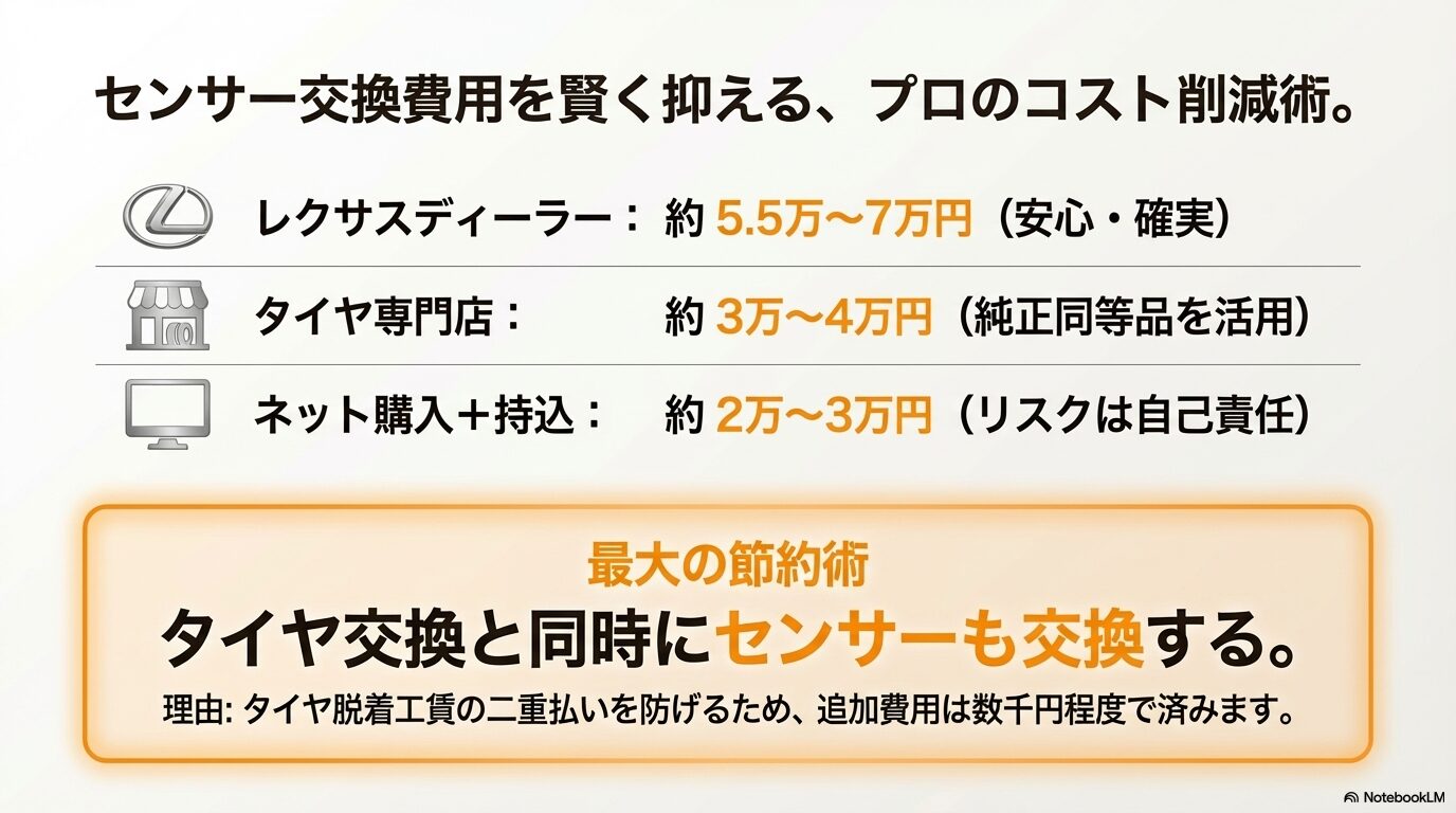 レクサスNX 空気圧センサー交換費用の比較と賢い節約術