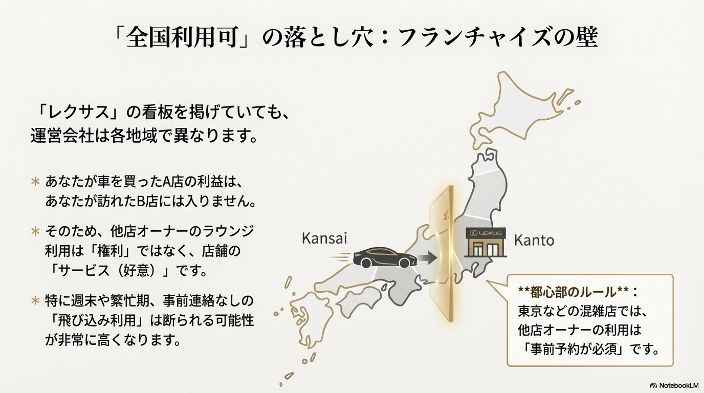 レクサスディーラーのフランチャイズ制度と地域による運営会社の違い、都心部の予約ルール