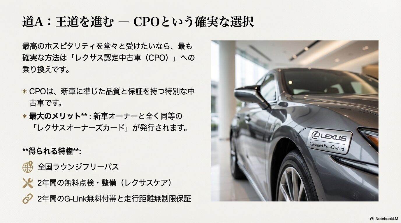 レクサス認定中古車CPOのメリットとオーナー特権一覧
