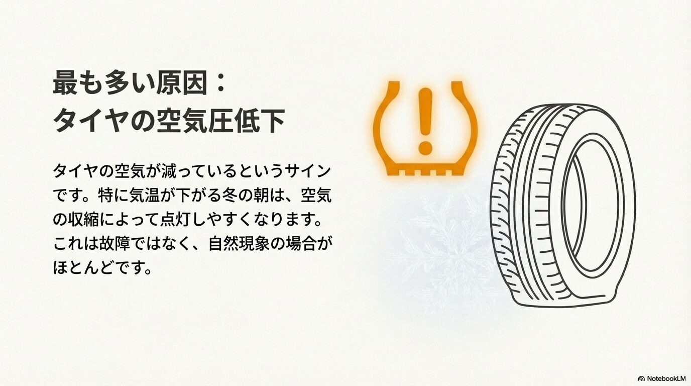 レクサスのタイヤ空気圧警告灯が点灯する原因：冬場の気温低下と自然現象