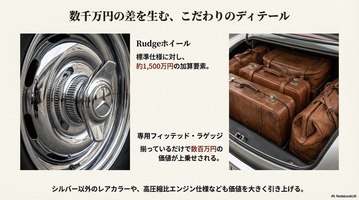 センターロック式のRudgeホイールとトランクに収納された純正レザーバッグ一式