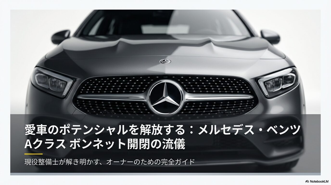 ルセデス・ベンツAクラスのボンネット開閉手順を解説するガイド資料の表紙