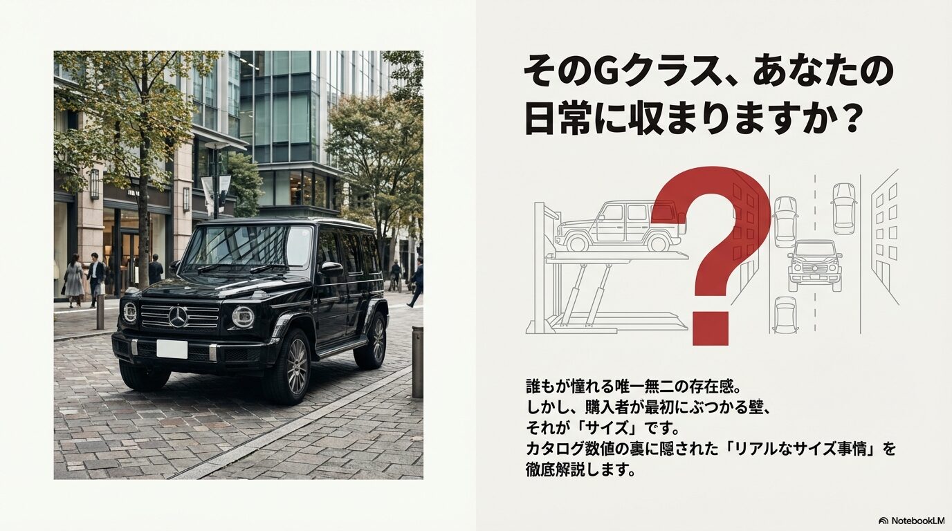 メルセデス・ベンツGクラスの新型と旧型の全幅比較。プラス12cmの拡大を示す図解