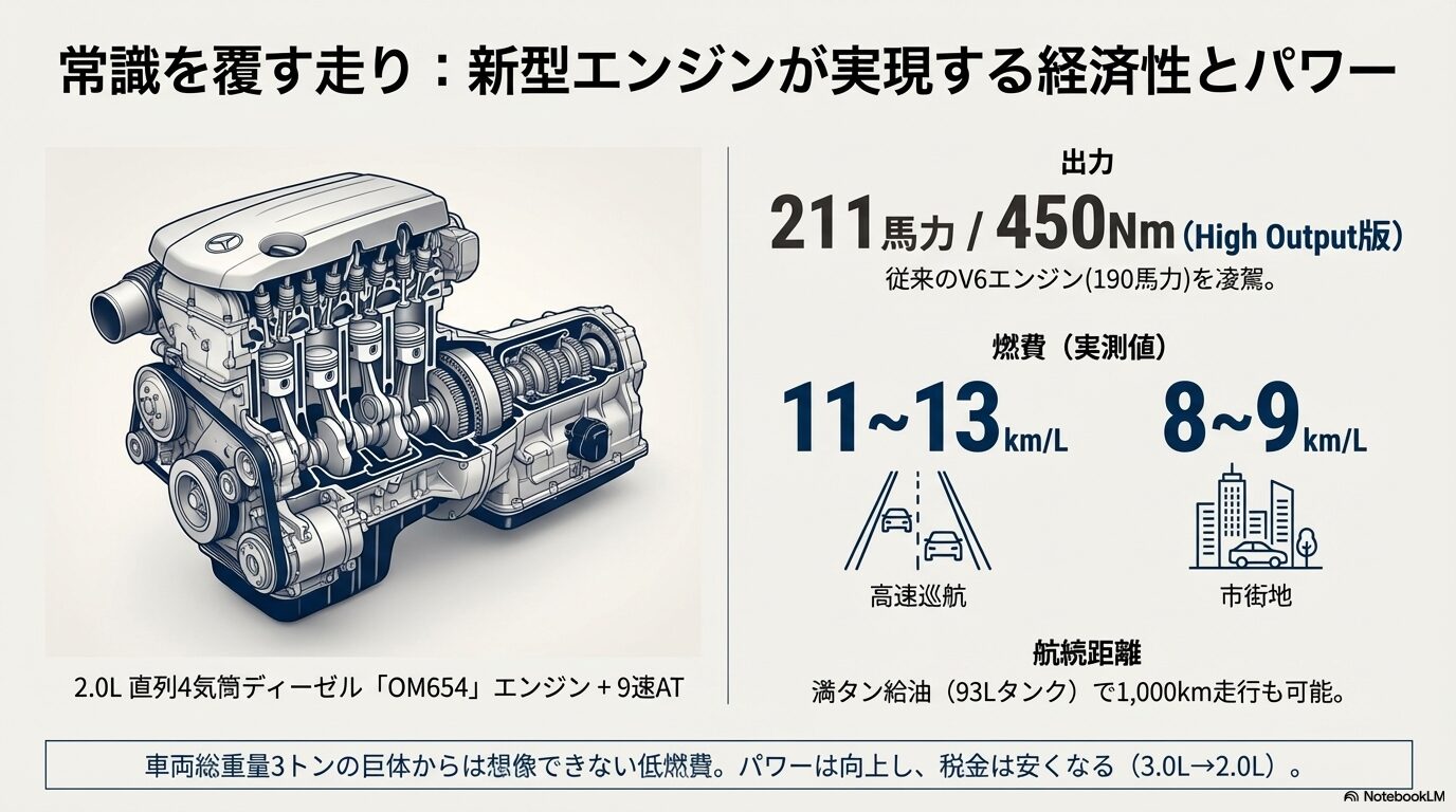 新型OM654エンジンの構造と実燃費・航続距離データ
