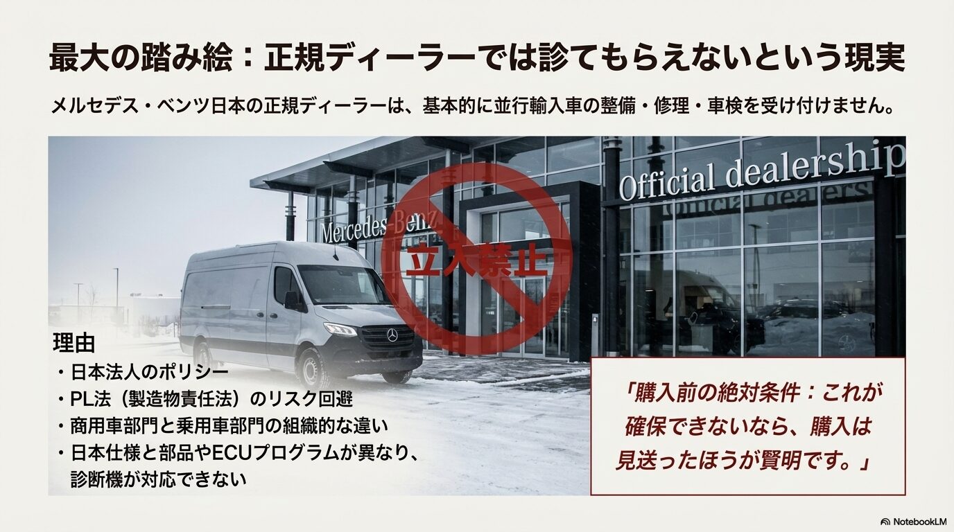 並行輸入ベンツが正規ディーラーで整備できない理由