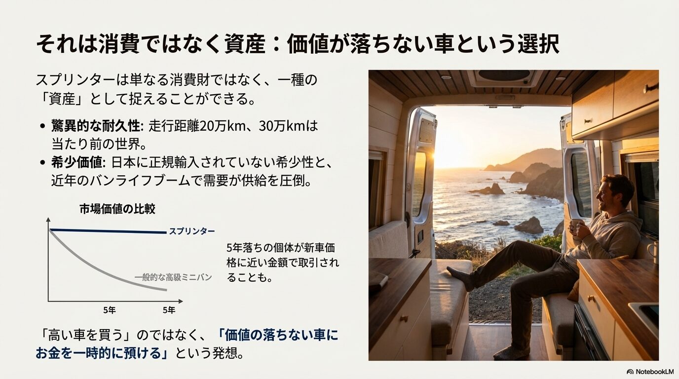スプリンターと一般ミニバンの5年後リセールバリュー推移比較