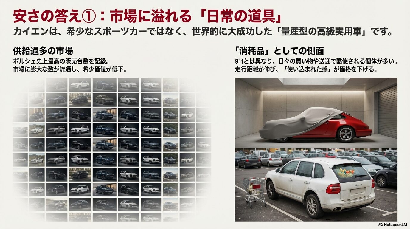 ポルシェ・カイエン958型の前期と後期でデザイン、エンジン、装備の進化をまとめた比較スライド