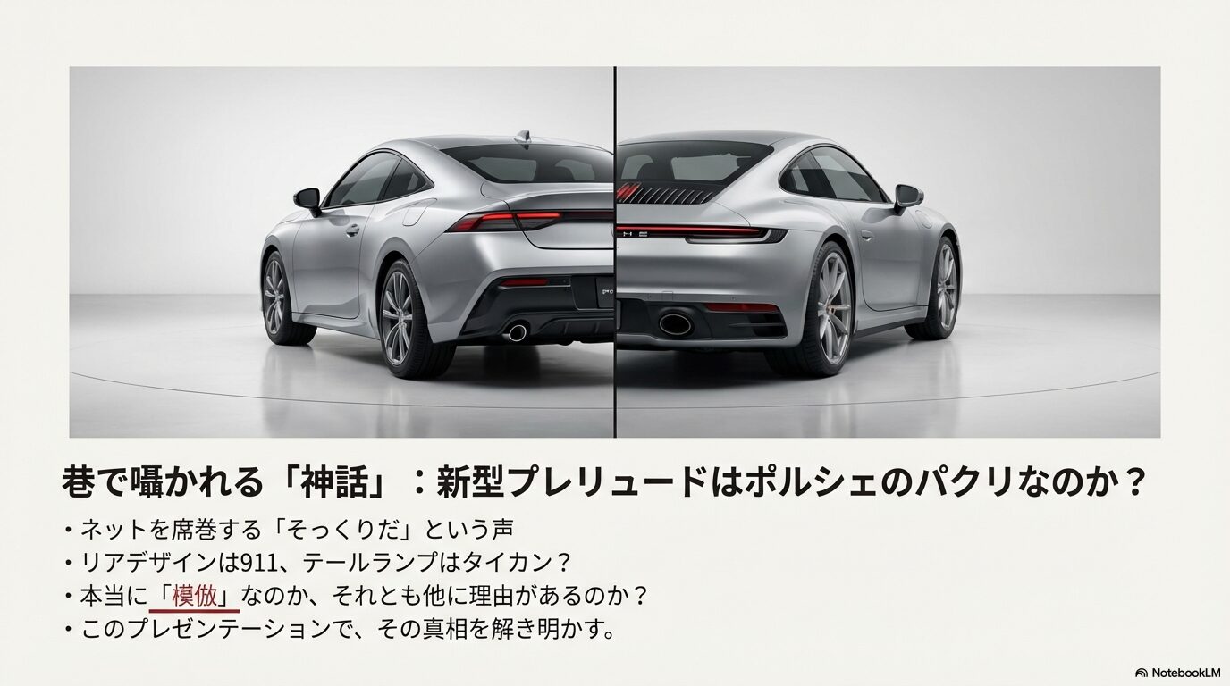 新型プレリュードとポルシェ911のリアデザイン比較とパクリ疑惑の検証