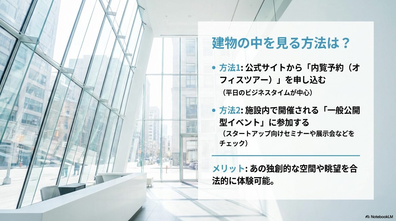 建築家ベンジャミン・ワーナー氏が手がけた、「氷山」と「シュレッダーにかけたペットボトル」をコンセプトとする独創的なデザインの解説スライド。