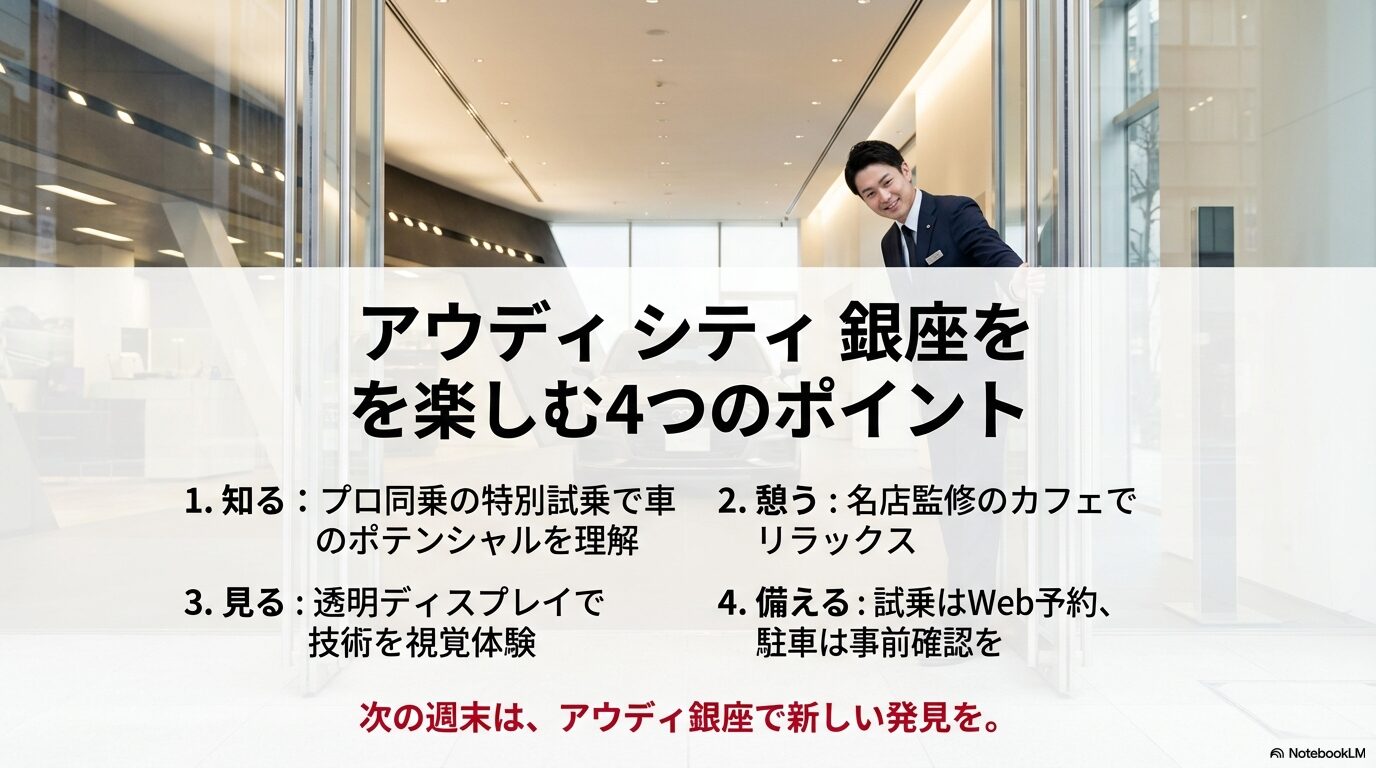 アウディシティ銀座を楽しむための4つのポイントまとめ