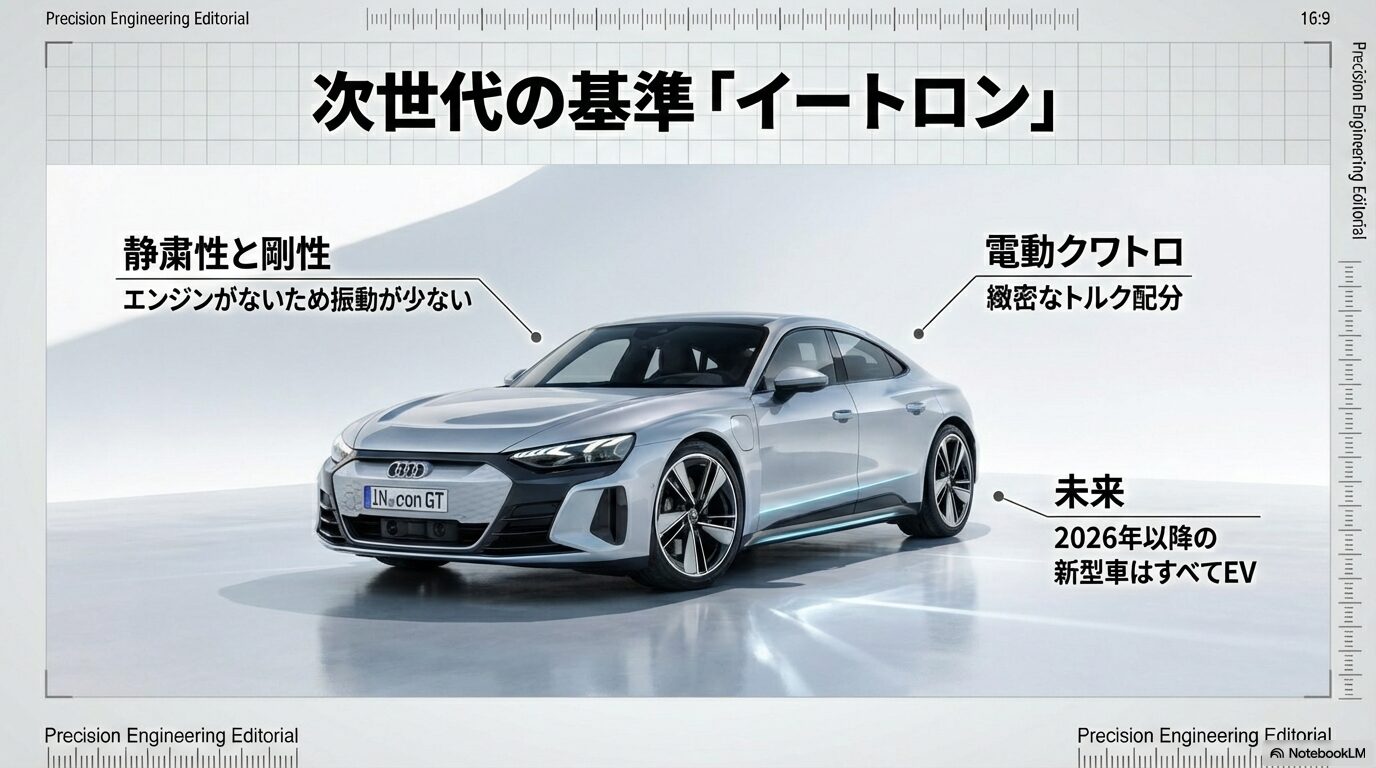 静粛性や剛性、電動クワトロによる緻密なトルク配分など、アウディのEVブランドe-tronのメリット解説