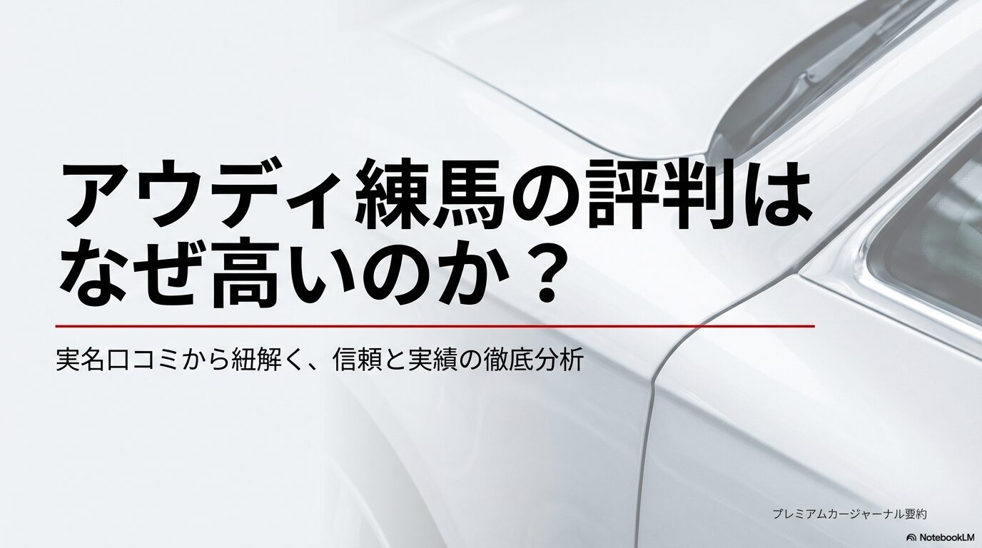 アウディ練馬の信頼と実績を実名口コミから紐解くスライドの表紙