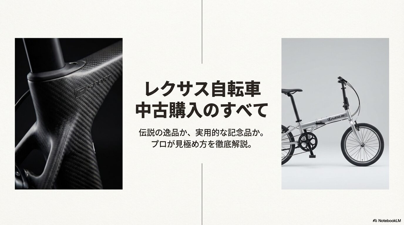 レクサスのF SPORTロードバイクのカーボンフレームと折りたたみ自転車の対比画像