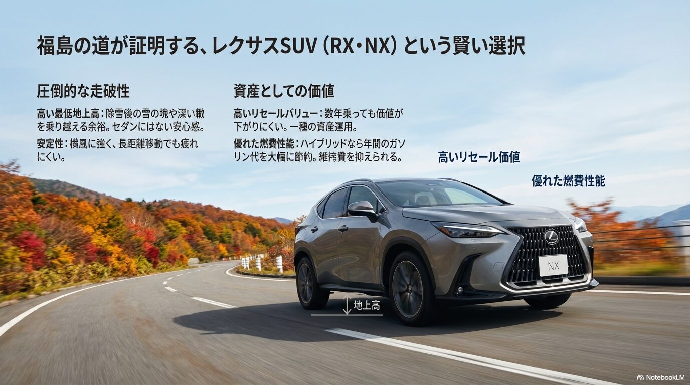 地上高による走破性とリセールバリュー、燃費性能を兼ね備えたRXとNXの魅力。