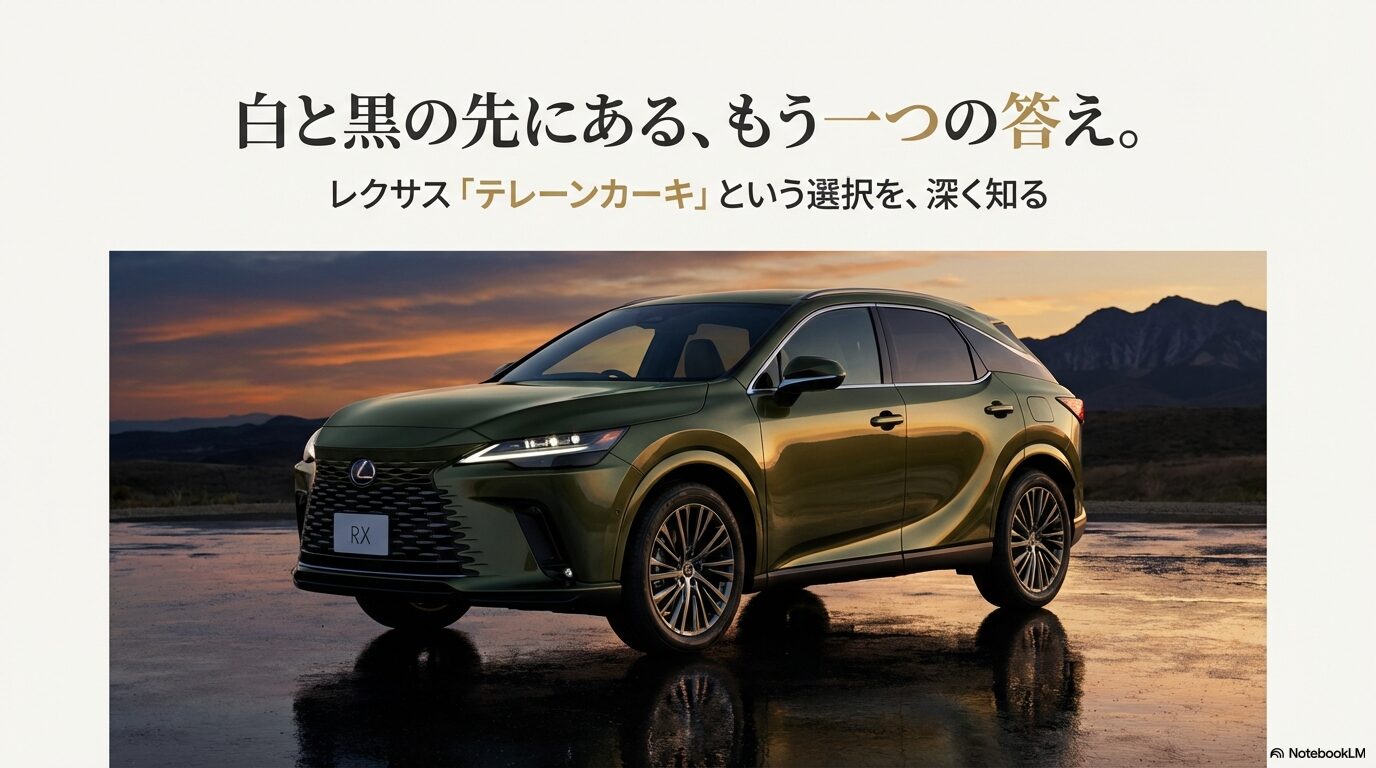 白と黒の先にある答え、レクサス・テレーンカーキという選択を深く知るための紹介スライド画像