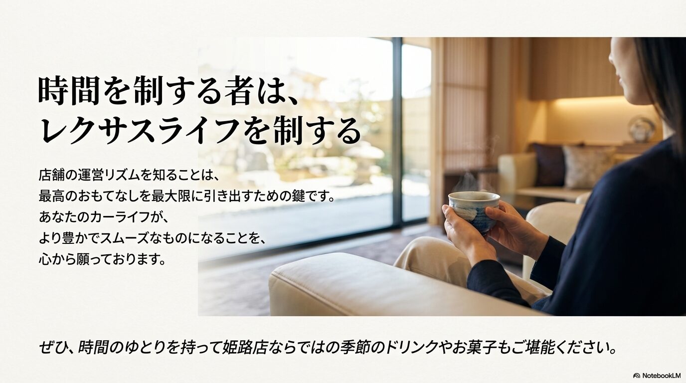 時間のゆとりを持って最高のおもてなしを引き出すメッセージと季節のドリンクの案内画像