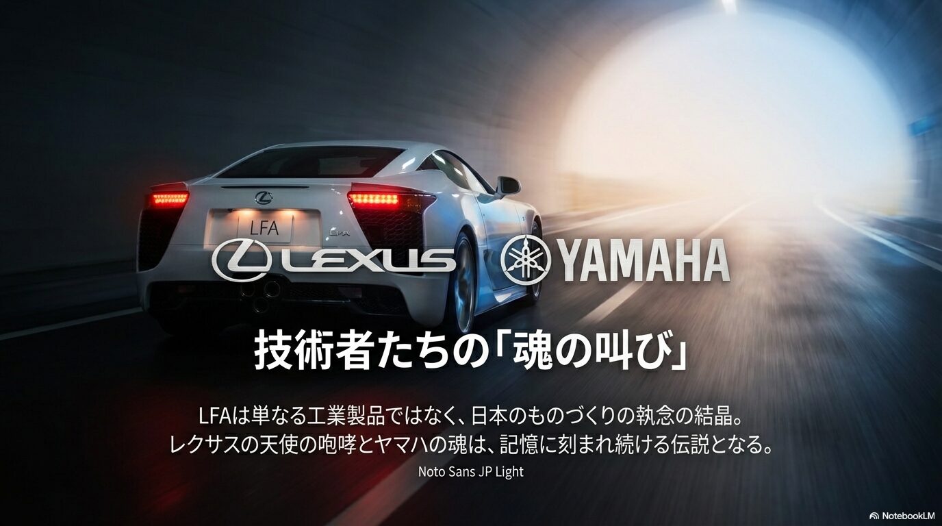 単なる工業製品ではなく日本のものづくりの執念の結晶であるレクサスLFAとヤマハの魂を象徴するエンディング