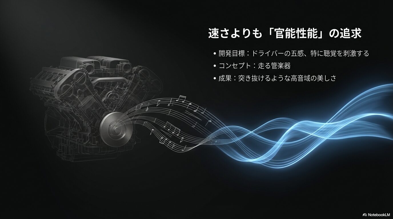 速さよりも官能性能を追求し、聴覚を刺激する「走る管楽器」をコンセプトに開発されたレクサスLFAの解説