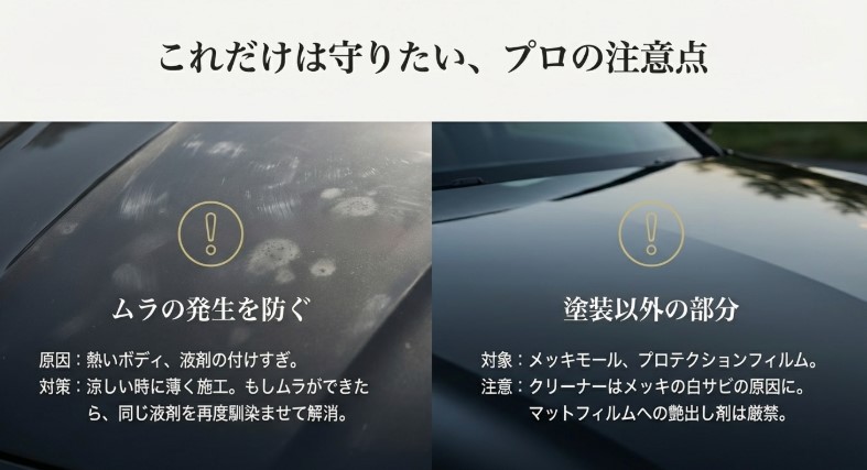 ラを防ぐ対策とメッキモール、プロテクションフィルムへの施工注意点