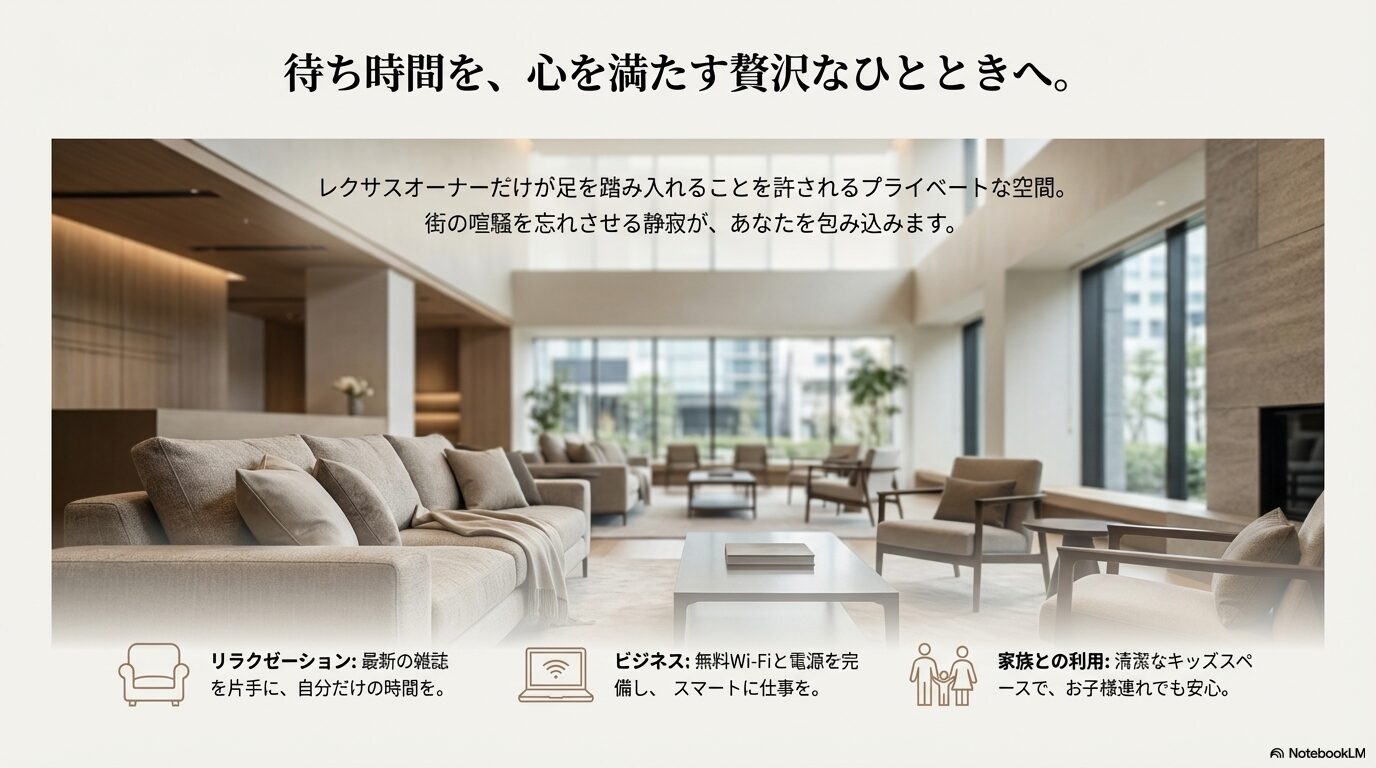 最新雑誌でのリラクゼーションや無料Wi-Fi完備のビジネス利用などラウンジの活用法