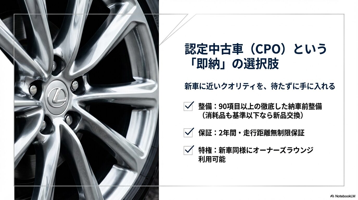 2026年時点のNX/RX/LX/GX各モデルの納期目安（HEV・PHEV・ガソリン）をまとめたグラフスライド 。