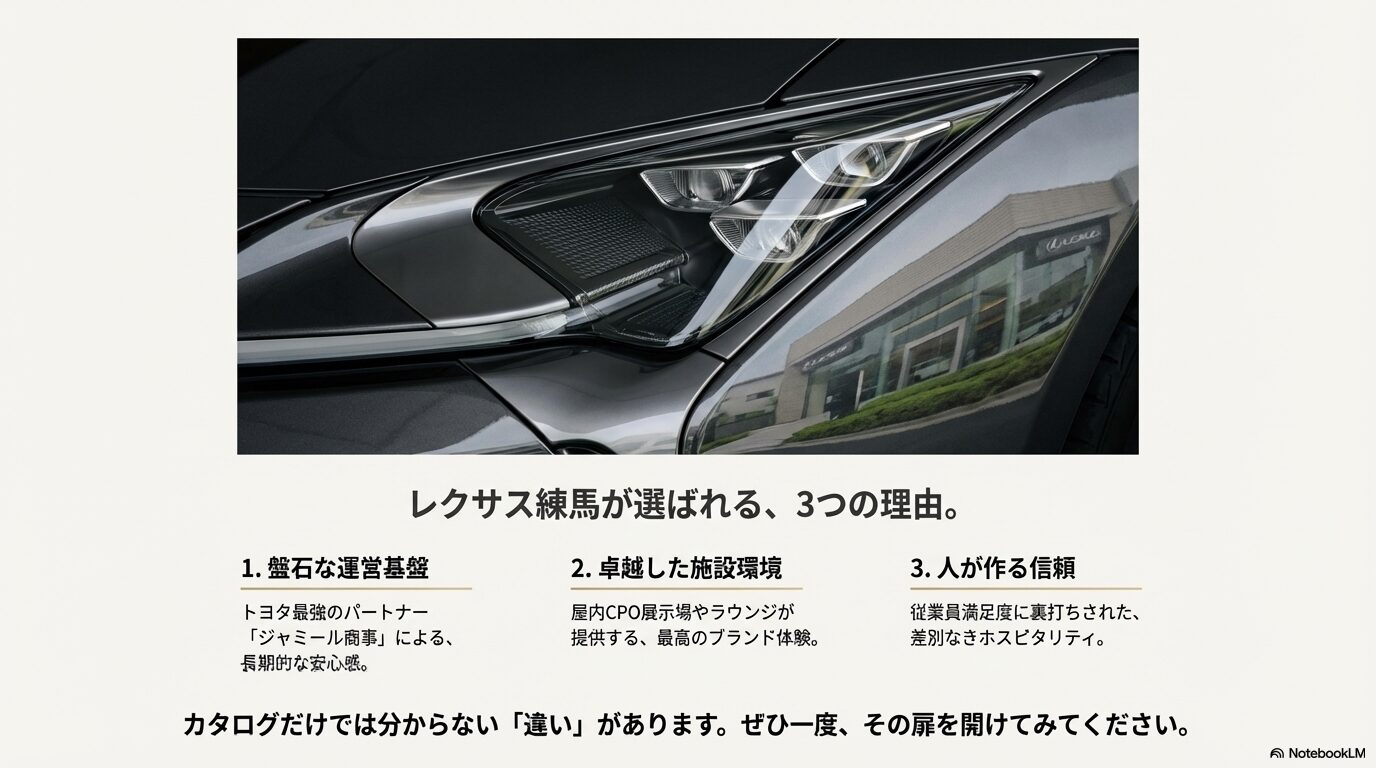 盤石な基盤・施設・人材で選ばれるレクサス練馬の3つの魅力