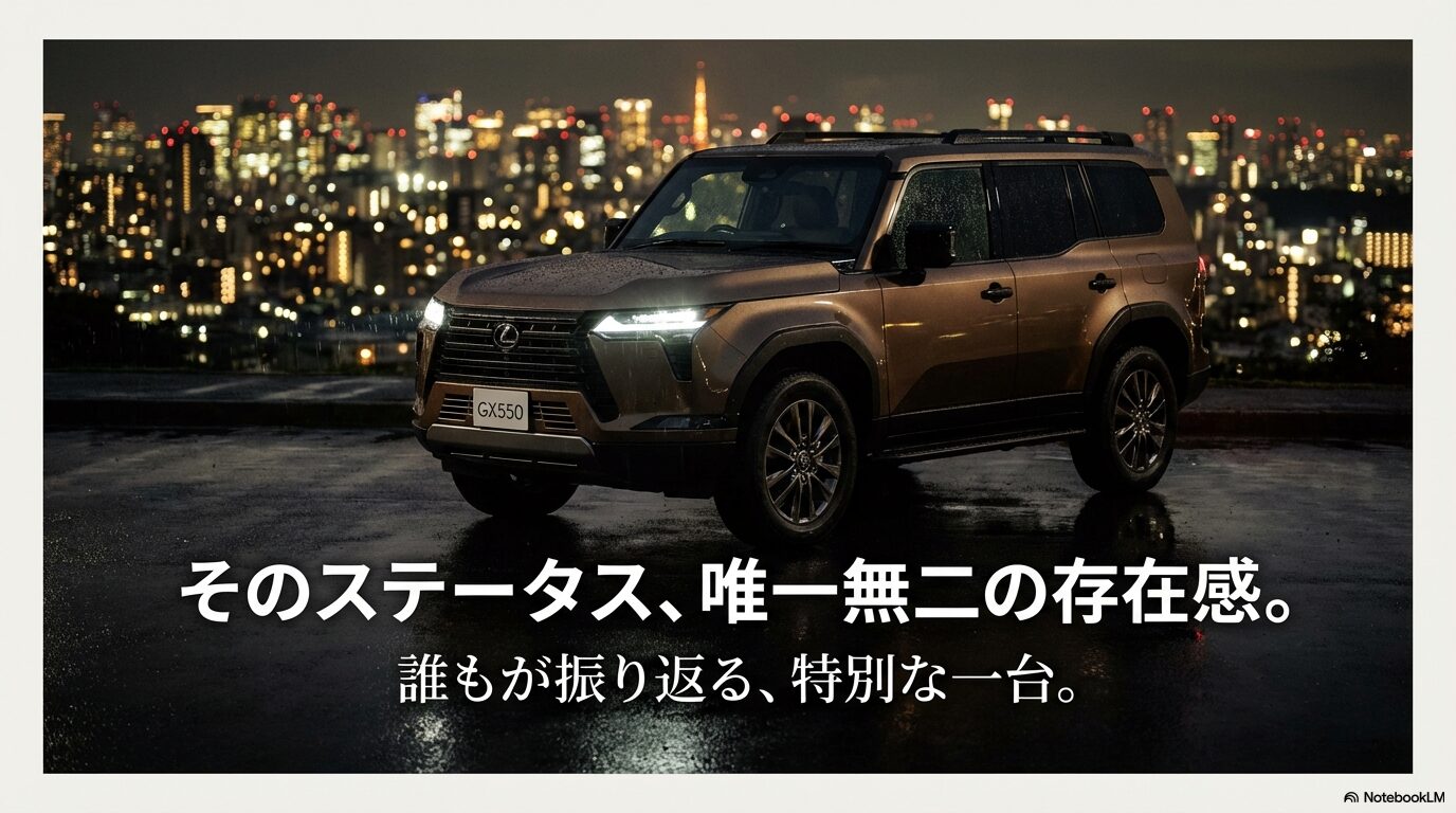 レクサスGX550の画像と、逆輸入車のステータスの裏に潜む現実を現役整備士が語るという導入スライド