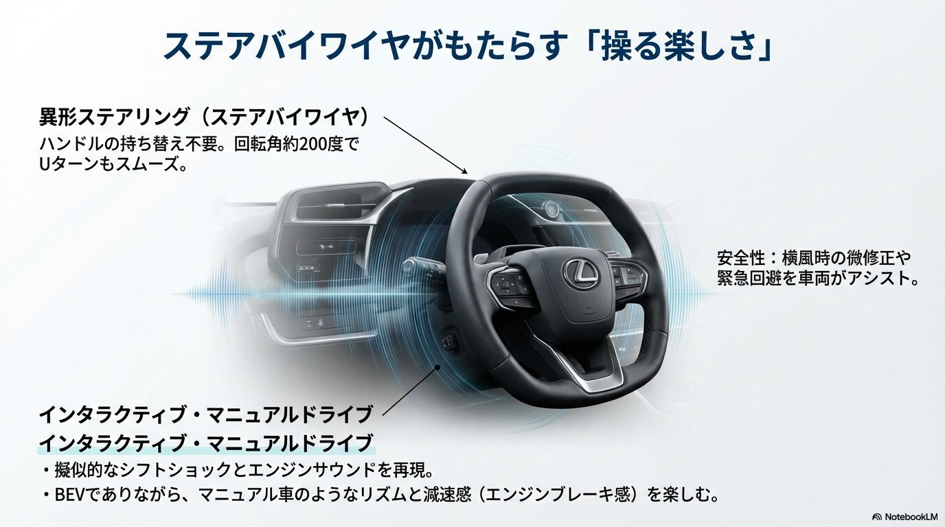 レクサスRZ350eの車両本体価格790万円から補助金130万円を差し引き、実質負担額が約660万円になることや重量税免税などのメリットを示すスライド。