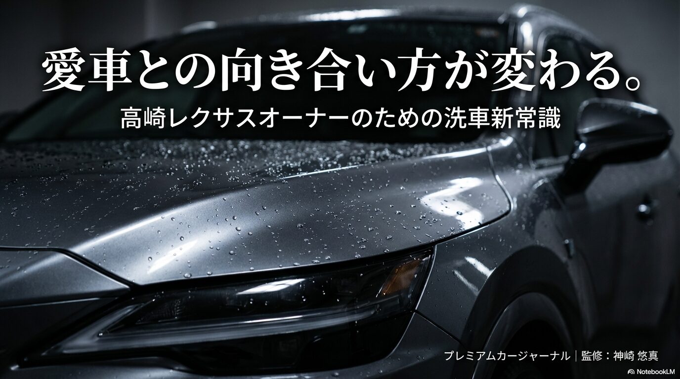 レクサス高崎オーナー向け洗車新常識のタイトルスライド。プレミアムカージャーナル監修・神崎悠真。