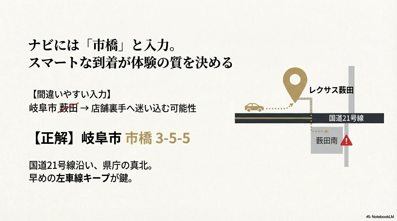 レクサス薮田へのアクセス地図・カーナビ入力は市橋3-5-5・薮田南の誤入力に注意