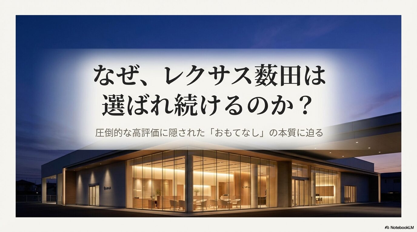 なぜレクサス薮田は選ばれ続けるのか、圧倒的な高評価に隠されたおもてなしの本質を解説する導入スライド
