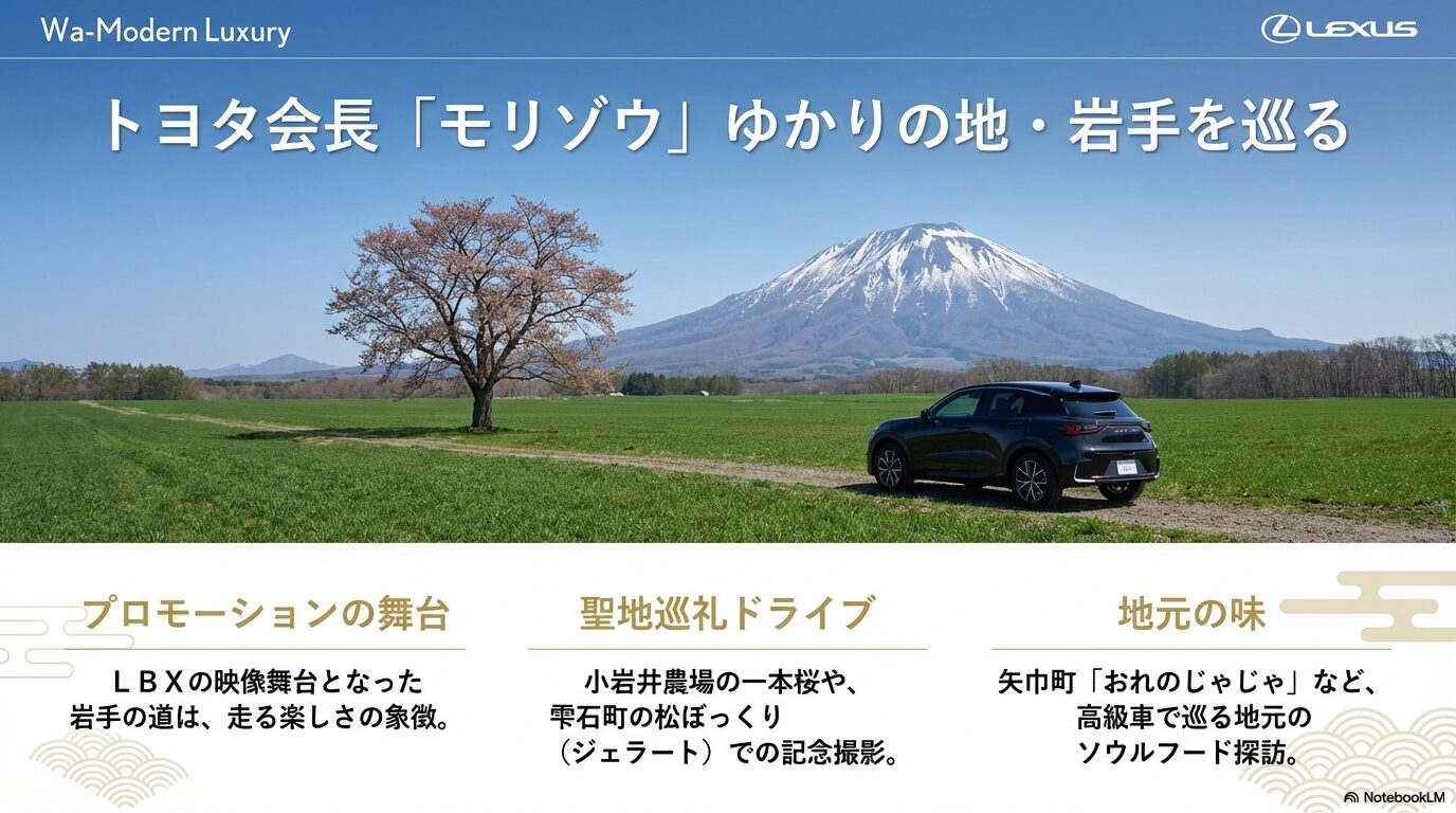トヨタ会長モリゾウとLBXのプロモーション舞台となった岩手のドライブスポット・小岩井農場