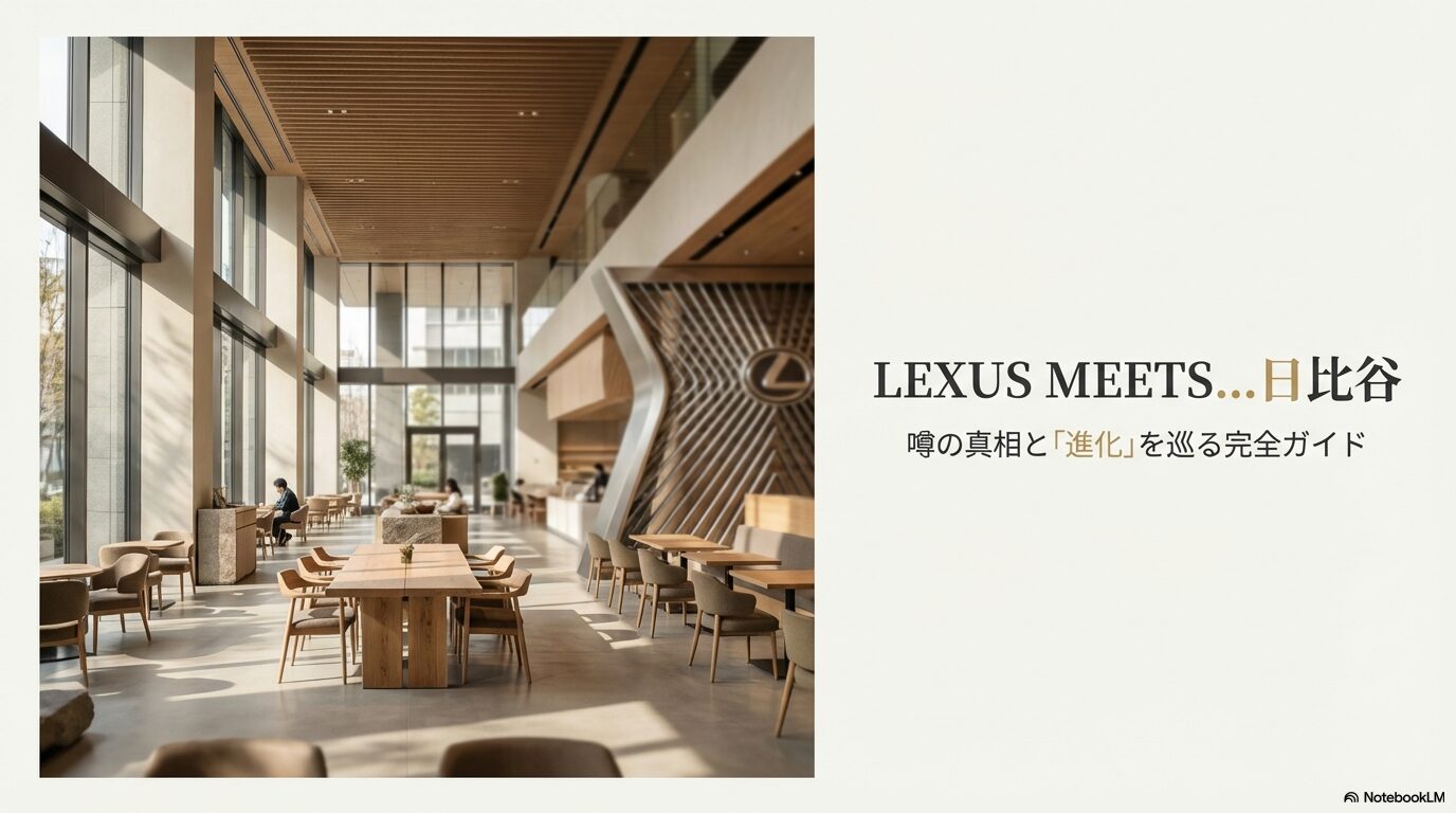 天井が高く開放的な東京ミッドタウン日比谷レクサスカフェの店内