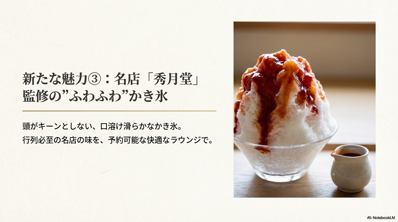 秀月堂監修のふわふわ食感のかき氷といちごソース