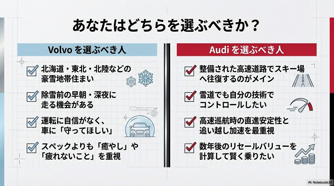 あなたに向いているのはどっち？ボルボとアウディの選び方チェックリスト